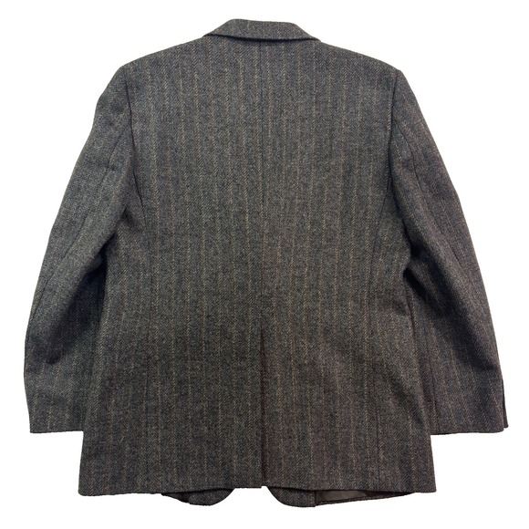 Haggar 42R Vintage 90s tweed blazer jacket gray brown stripe 100% Wool classic - Picture 6 of 10
